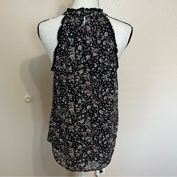 Maeve Anthropologie Black Floral Chiffon Sleeveless Blouse Womens Size Medium - Picture 3 of 10